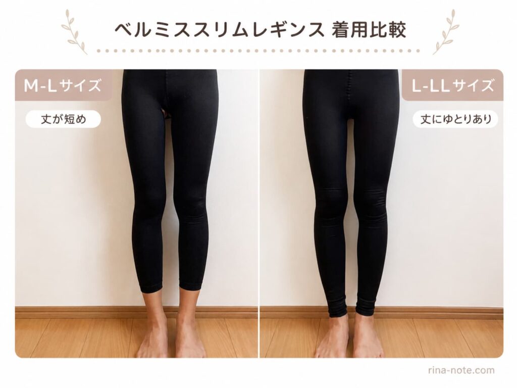 ベルミススリムタイツとレギンスの違いを比較｜どっちがいい？サイズ感