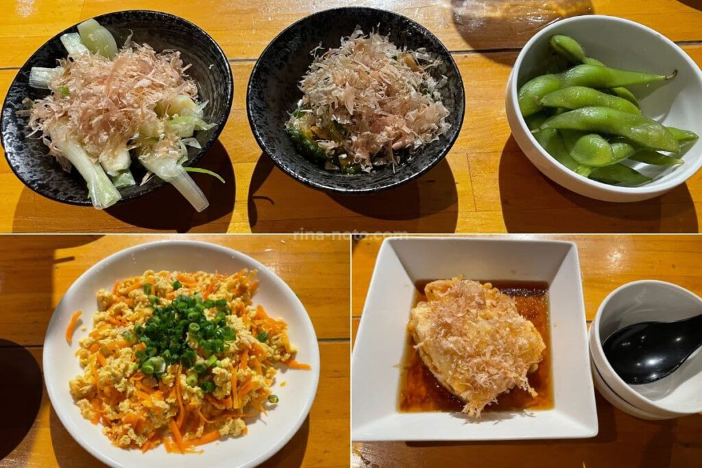 宮古島の居酒屋うまりずまで注文した料理3品の写真