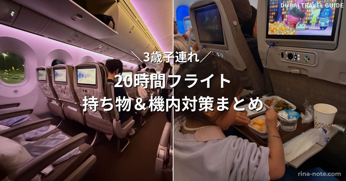 3歳子連れ長時間フライトの持ち物と機内の過ごし方イメージ